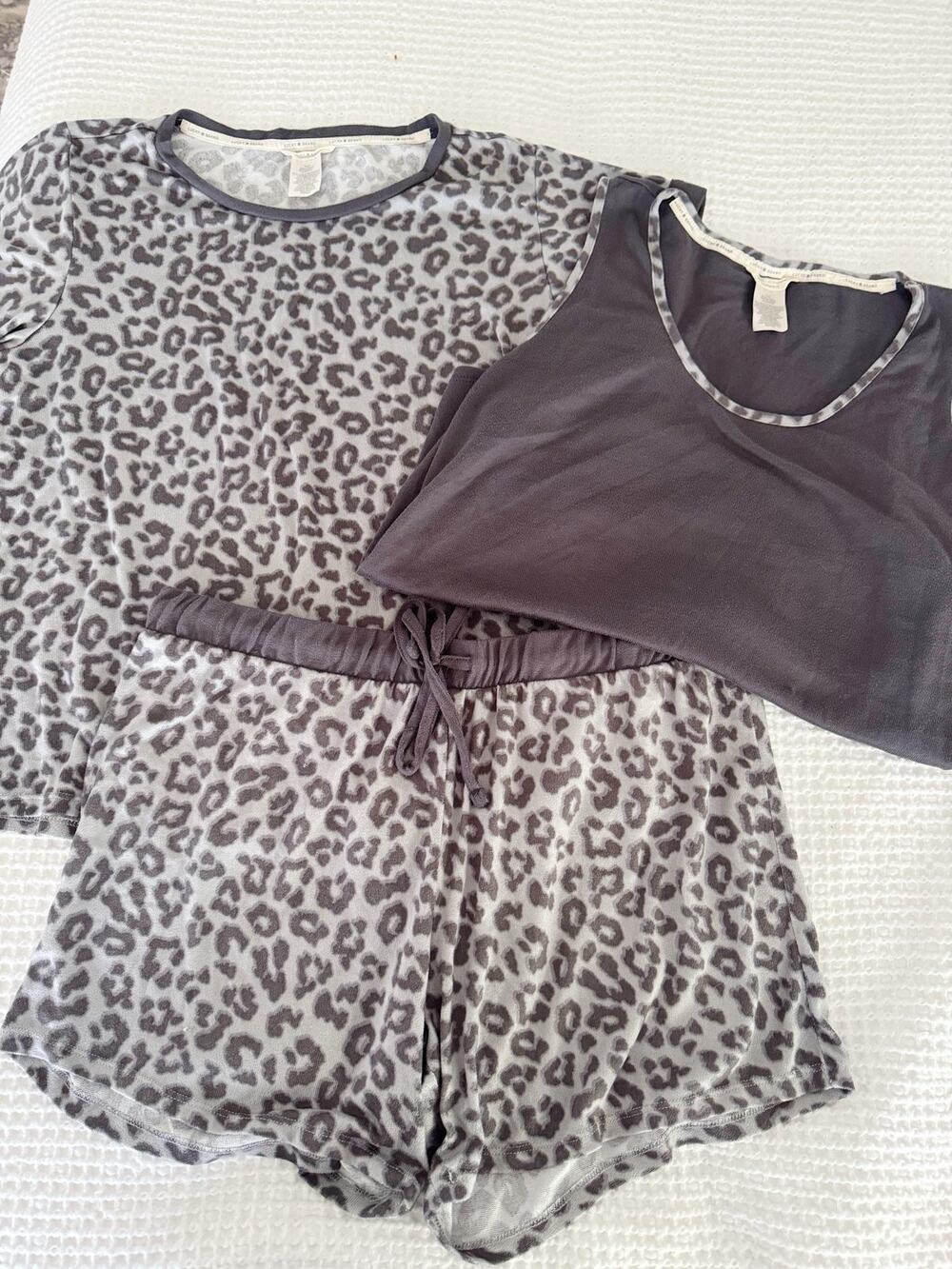 Lucky Brand Leopard Print 3 Piece Pajama Lounge Set XL
